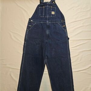 Carhartt Men's Loose Fit Dark Blue Denim Overalls 38x28